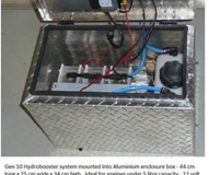 Gen 10 Hydrogen Generator system mounted in aluminum enclosure box for cars and work vehicles plus small trucks. Save 40% fuel and increase Power 25%