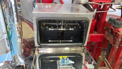 Stainless steel enclosure box holding two Gen 20 Hydrogen generator kits on 16 litre truck  - 15 % to 20 % savings - more power and torque