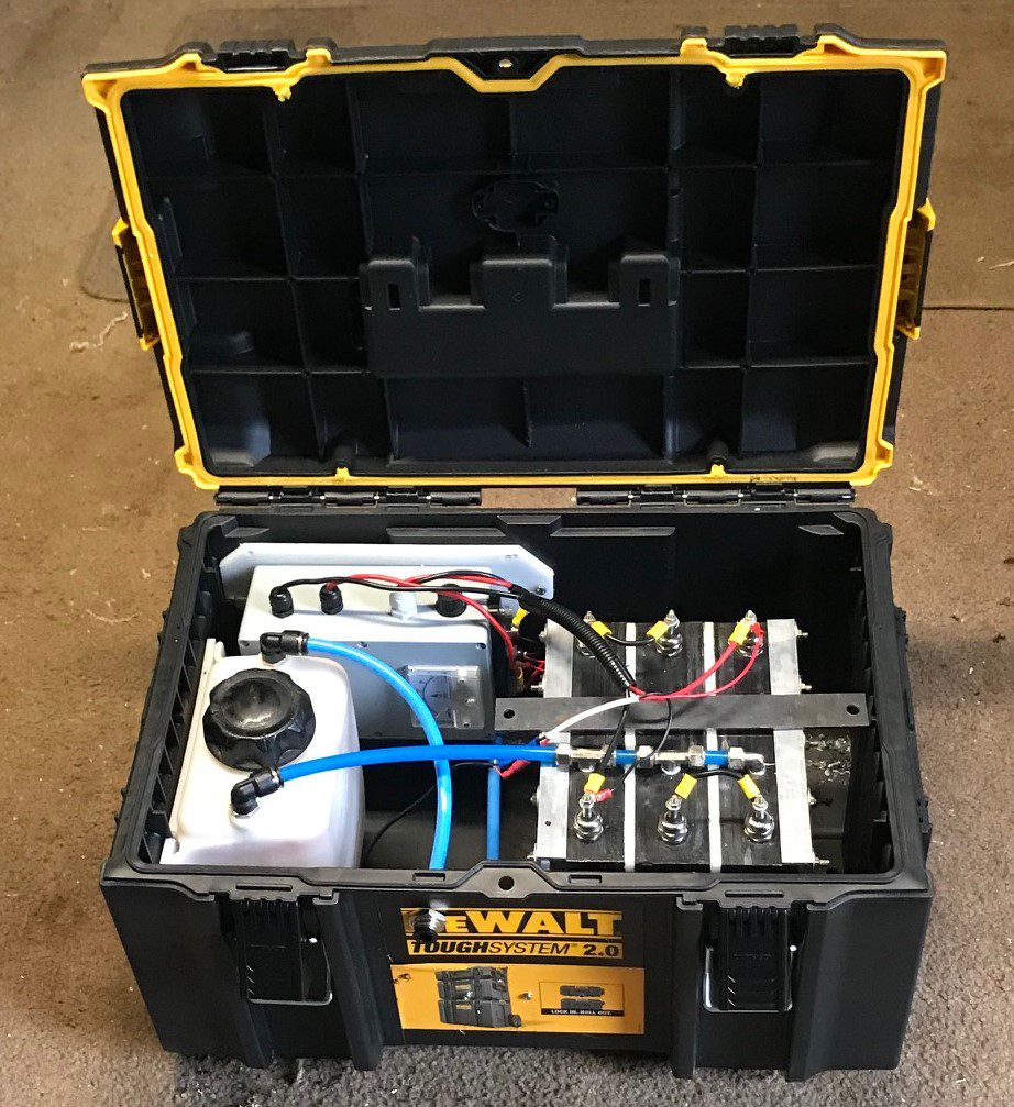 Gen 10 or 15 hydrogen kit installed in a Dewalt tough box 53 cm x 32 cm x 32 cm high is ideal for small trucks , generators and work vehicles up to 10 litre engine capacity - 31% savings and 32% savings recorded in independent tests