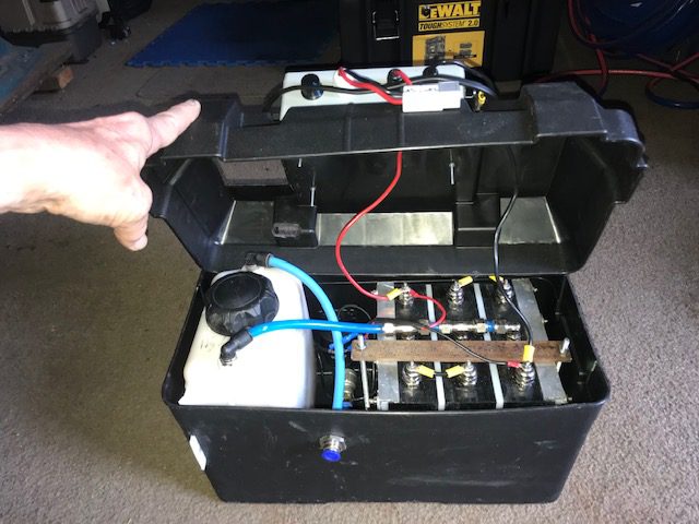 Interior view Gen 10 Hydrogen Generator kit in Battery Box enclosure 41cm x 21cm x 33cm high ideal for engines up to 4.5 litre.